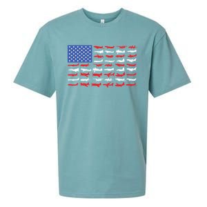 Pilot Airplane American Flag Plane Aviation Gift Sueded Cloud Jersey T-Shirt