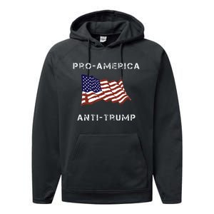 Proamerica Antitrump American Usa Flag Performance Fleece Hoodie