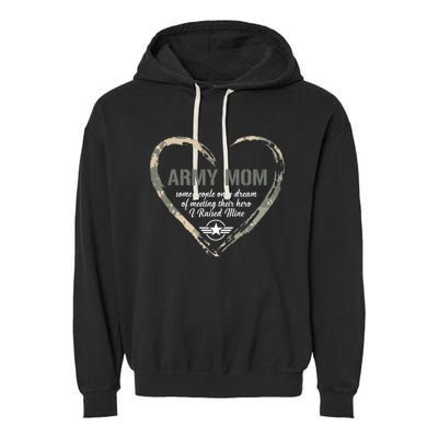 Proud American Army Mother Woman Army Woman Proud Mom Heart Military Mom Garment-Dyed Fleece Hoodie