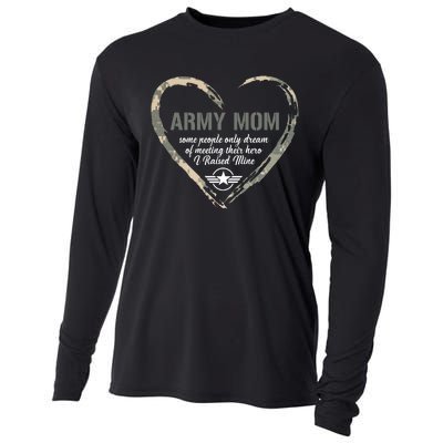 Proud American Army Mother Woman Army Woman Proud Mom Heart Military Mom Cooling Performance Long Sleeve Crew