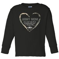 Proud American Army Mother Woman Army Woman Proud Mom Heart Military Mom Toddler Long Sleeve Shirt