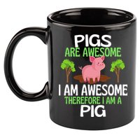 Pigs Are Awesome I Am Awesome Therefore I Am A Pig 11oz C Handle Ceramic Mug