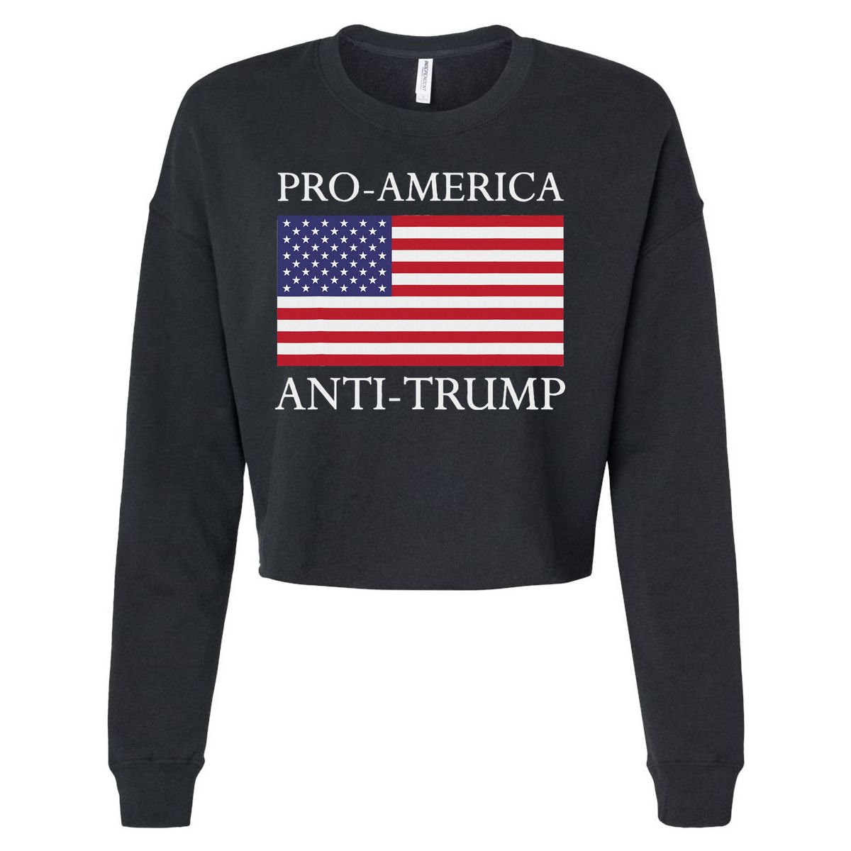 Pro America Anti Trump American Usa Flag Resist Cropped Pullover Crew