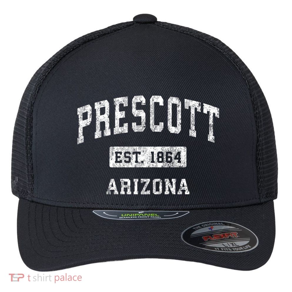 Prescott Arizona Az Vintage Established Sports Flexfit Unipanel Trucker Cap