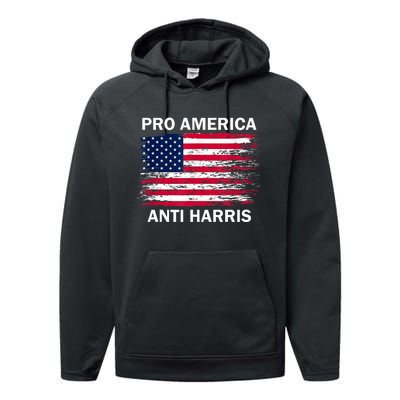 Pro America Anti Kamala Flag Kamala Harris Anti Harris Performance Fleece Hoodie