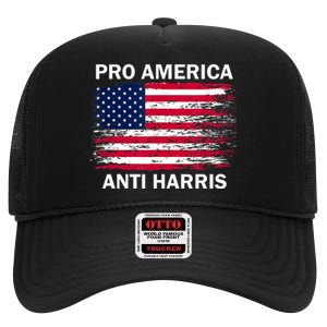 Pro America Anti Kamala Flag Kamala Harris Anti Harris High Crown Mesh Back Trucker Hat