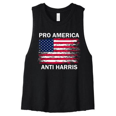 Pro America Anti Kamala Flag Kamala Harris Anti Harris Women's Racerback Cropped Tank