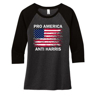 Pro America Anti Kamala Flag Kamala Harris Anti Harris Women's Tri-Blend 3/4-Sleeve Raglan Shirt