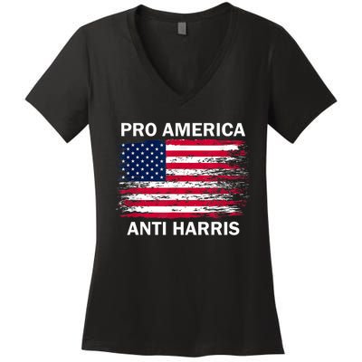 Pro America Anti Kamala Flag Kamala Harris Anti Harris Women's V-Neck T-Shirt