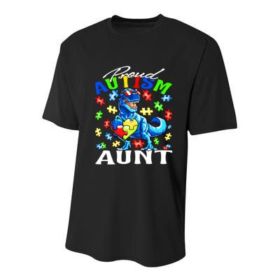 Proud Autism Aunt Dinosaur Autism Awareness Cool Gift Youth Performance Sprint T-Shirt