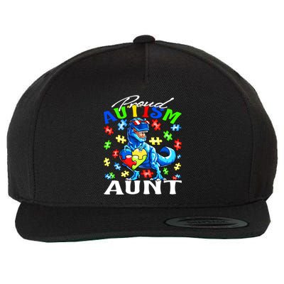 Proud Autism Aunt Dinosaur Autism Awareness Cool Gift Wool Snapback Cap