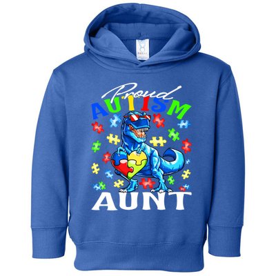 Proud Autism Aunt Dinosaur Autism Awareness Cool Gift Toddler Hoodie