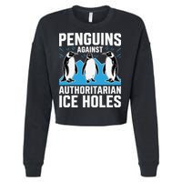Penguins Against Authoritarian Ice Holes Resist Penguin Cropped Pullover Crew