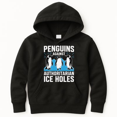 Penguins Against Authoritarian Ice Holes Resist Penguin Kids Hoodie