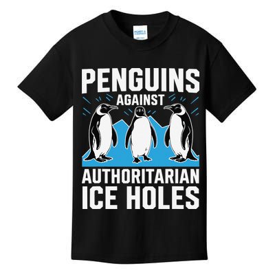 Penguins Against Authoritarian Ice Holes Resist Penguin Kids T-Shirt