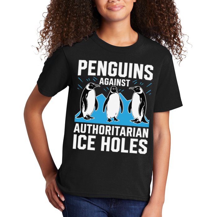 Penguins Against Authoritarian Ice Holes Resist Penguin Kids T-Shirt
