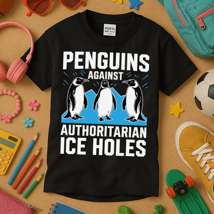 Penguins Against Authoritarian Ice Holes Resist Penguin Kids T-Shirt