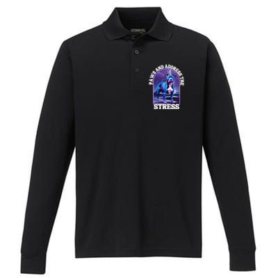 Paws And Address The Stress Anti Stress Therapy Pitbull Dog Performance Long Sleeve Polo