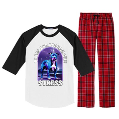 Paws And Address The Stress Anti Stress Therapy Pitbull Dog Raglan Sleeve Pajama Set