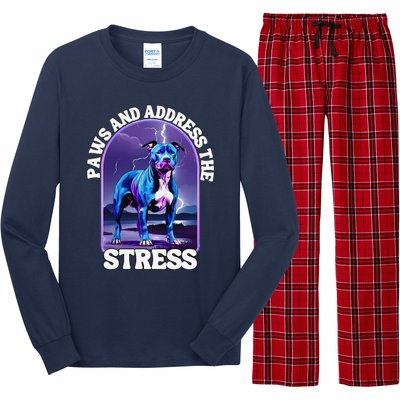 Paws And Address The Stress Anti Stress Therapy Pitbull Dog Long Sleeve Pajama Set