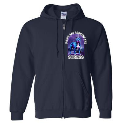 Paws And Address The Stress Anti Stress Therapy Pitbull Dog Full Zip Hoodie