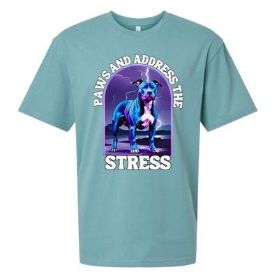 Paws And Address The Stress Anti Stress Therapy Pitbull Dog Sueded Cloud Jersey T-Shirt