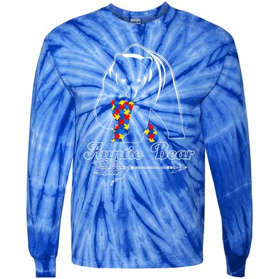 Proud Autism Auntie Bear Autism Awareness Autistic Support Cool Gift Tie-Dye Long Sleeve Shirt