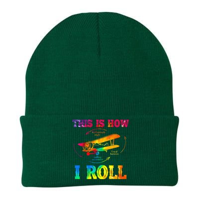 Pilot Airplane Aviation Pilot How I Roll Airplane Tie Dye Knit Cap Winter Beanie