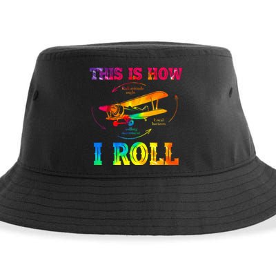 Pilot Airplane Aviation Pilot How I Roll Airplane Tie Dye Sustainable Bucket Hat