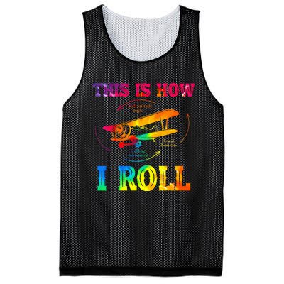 Pilot Airplane Aviation Pilot How I Roll Airplane Tie Dye Mesh Reversible Basketball Jersey Tank