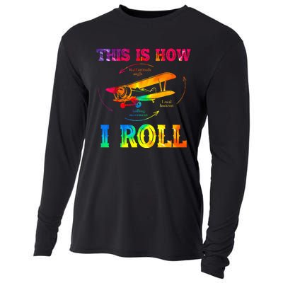 Pilot Airplane Aviation Pilot How I Roll Airplane Tie Dye Cooling Performance Long Sleeve Crew