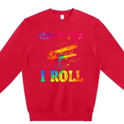 Pilot Airplane Aviation Pilot How I Roll Airplane Tie Dye Premium Crewneck Sweatshirt