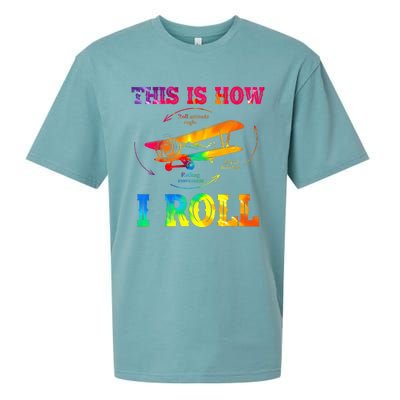 Pilot Airplane Aviation Pilot How I Roll Airplane Tie Dye Sueded Cloud Jersey T-Shirt