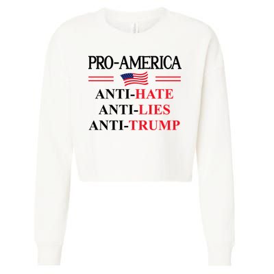 Pro America Anti Trump Hate Lies Resist Sign Anti Trump Flag Cropped Pullover Crew