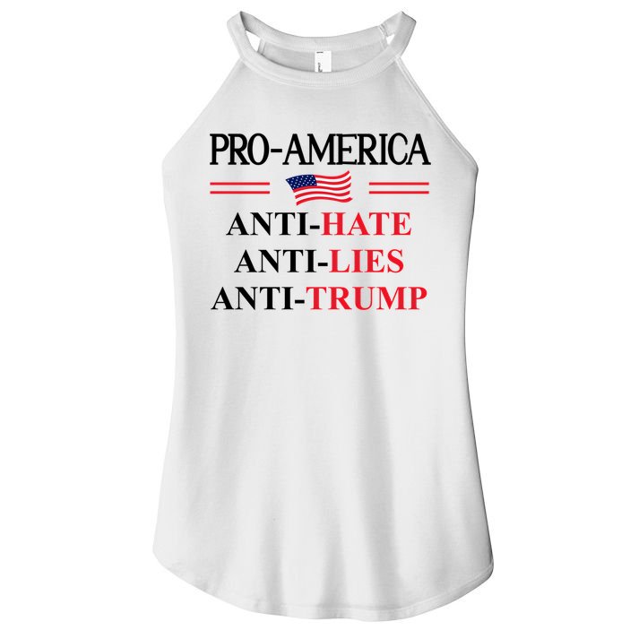 Pro America Anti Trump Hate Lies Resist Sign Anti Trump Flag Women's Perfect Tri Rocker Tank