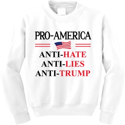 Pro America Anti Trump Hate Lies Resist Sign Anti Trump Flag Kids Sweatshirt