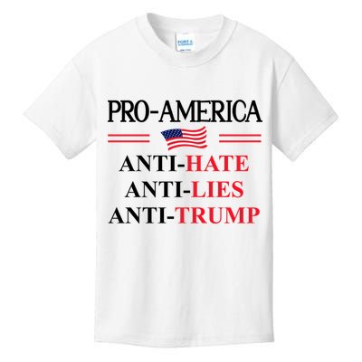 Pro America Anti Trump Hate Lies Resist Sign Anti Trump Flag Kids T-Shirt