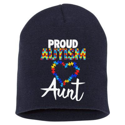 Proud Autism Aunt Autism Awareness Gift Short Acrylic Beanie