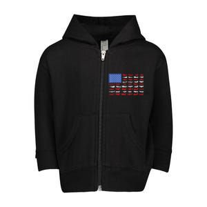 Pilot Airplane American Flag Plane Aviation Toddler Zip Fleece Hoodie