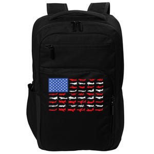 Pilot Airplane American Flag Plane Aviation Impact Tech Backpack