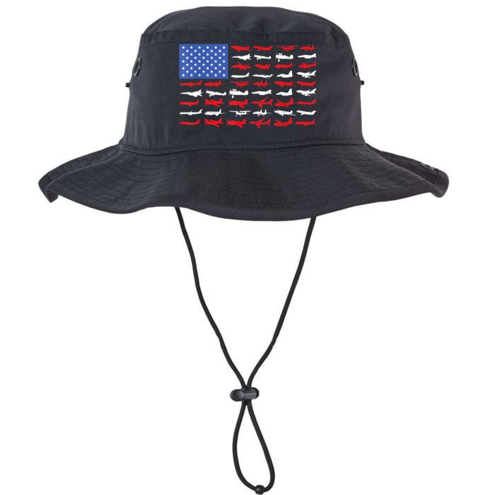 Pilot Airplane American Flag Plane Aviation Bucket Hat