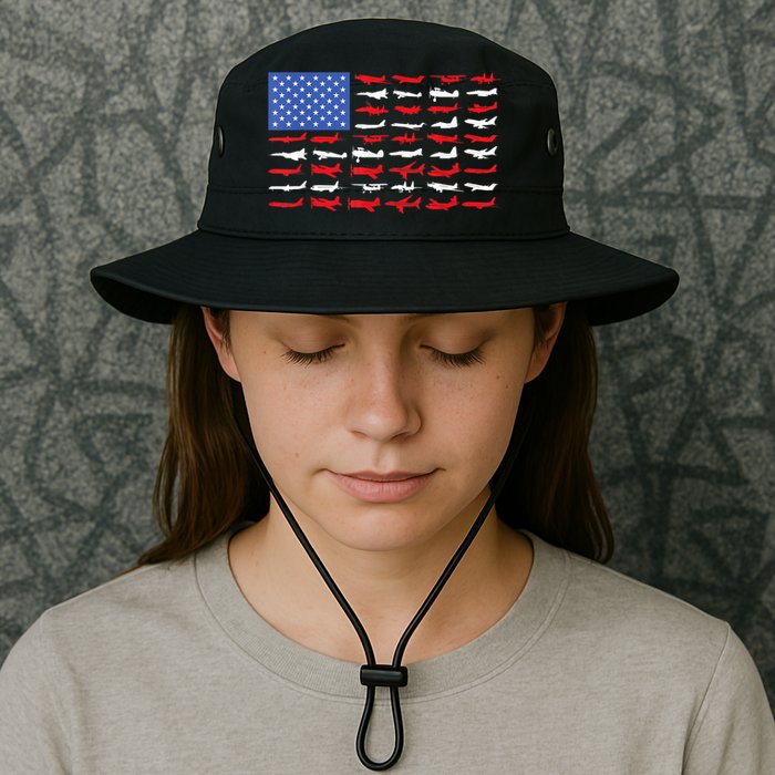 Pilot Airplane American Flag Plane Aviation Bucket Hat