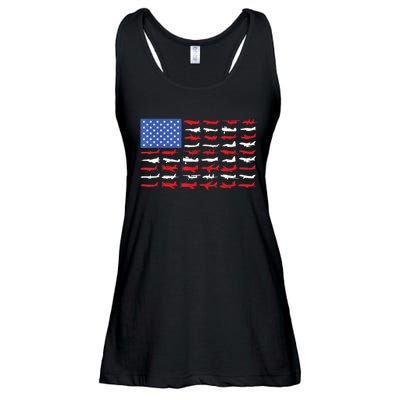 Pilot Airplane American Flag Plane Aviation Ladies Essential Flowy Tank