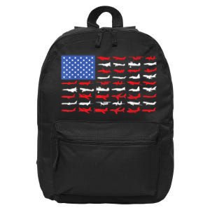 Pilot Airplane American Flag Plane Aviation 16 in Basic Backpack