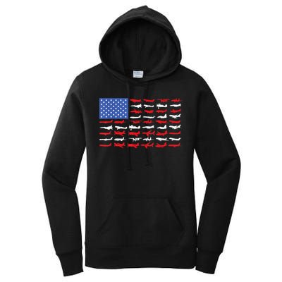 Pilot Airplane American Flag Plane Aviation Women's Pullover Hoodie