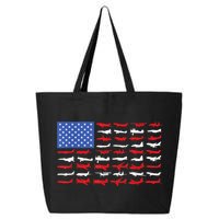 Pilot Airplane American Flag Plane Aviation 25L Jumbo Tote