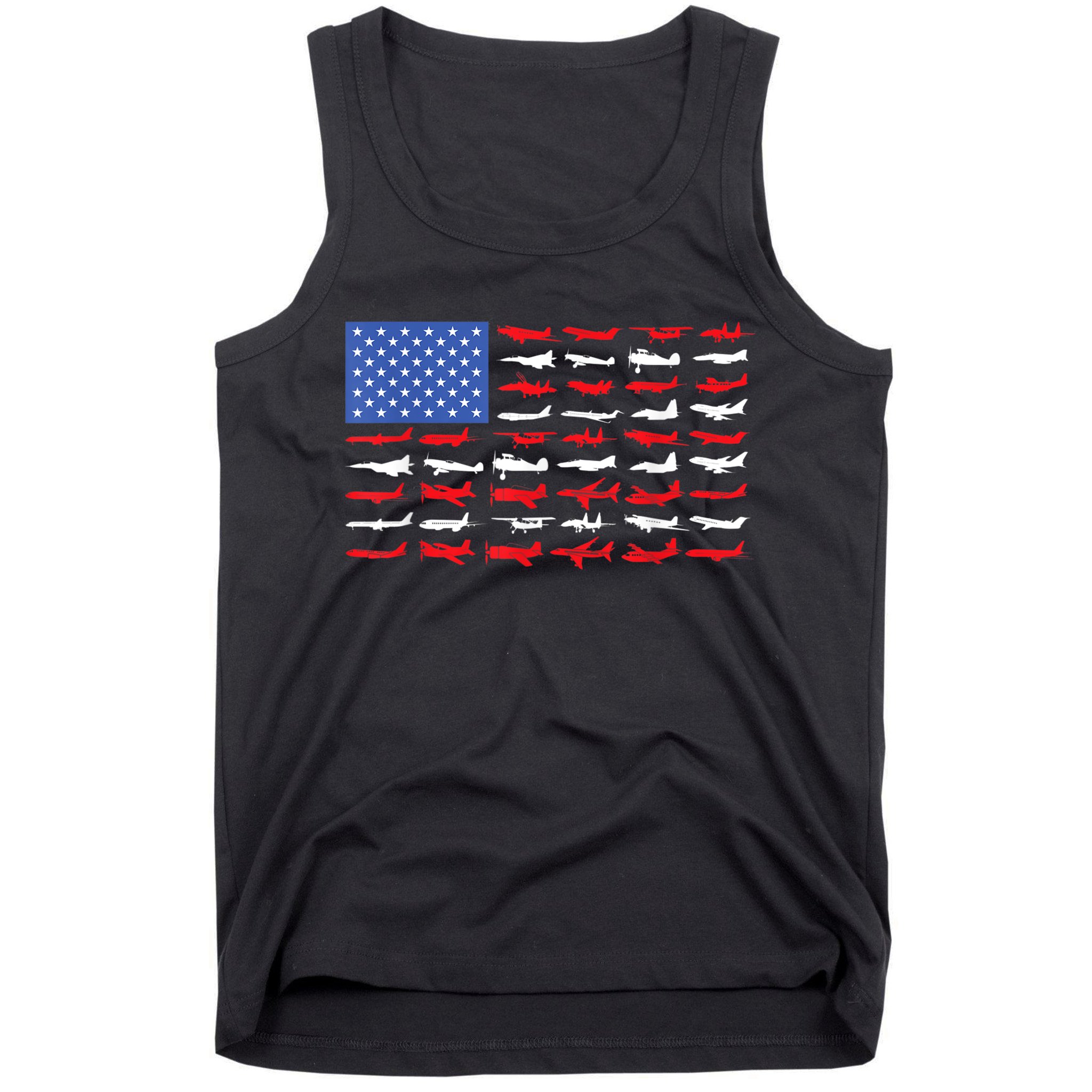 Pilot Airplane American Flag Plane Aviation Tank Top