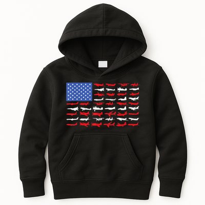 Pilot Airplane American Flag Plane Aviation Kids Hoodie