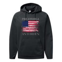 Pro America Anti Biden Flag Impeach Joe Biden Anti Biden Performance Fleece Hoodie