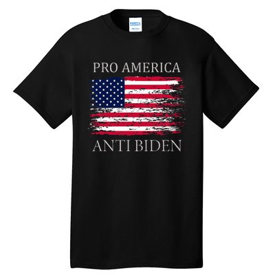 Pro America Anti Biden Flag Impeach Joe Biden Anti Biden Tall T-Shirt